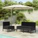 Walmeck Patio Chairs 3 pcs with Cushions Poly Rattan Black