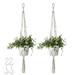 2 Pack White Macrame Plant Hanger - 41 Inch Macrame Hanging Planter with C & S Hooks - Indoor Hanging Plant Holder with Woven Cotton Rope for Home Decor (Plant Pot Not Included)