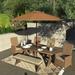 Havenside Home Okaloosa 9ft Deluxe Crank Lift Sunbrella fabric Bronze Patio Umbrella by Base Not Included Heather Beige