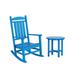 Polytrends Laguna Traditional Poly Weather-Resistant Rocking Chair with Side Table Set Pacific Blue