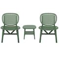 3 Pieces Hollow Design Patio Table Chair Set All Weather Conversation Set Outdoor Coffee Table with Open Shelf and Lounge Chairs with Widened Seat for Balcony Restaurants and Garden Yard Green