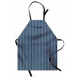 Teal Stripe Apron Simplistic Continuing Illustration of Straight Lines Modern Details Unisex Kitchen Bib with Adjustable Neck for Cooking Gardening Adult Size Dark Blue and Teal by Ambesonne