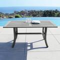 Renaissance Outdoor Patio Hand-Scraped Wood Rectangular Dining Table with Curvy Legs