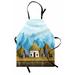 Abstract Apron South Style Hut Houses in the Edge of High Mountains and Big Rocks Unisex Kitchen Bib with Adjustable Neck for Cooking Gardening Adult Size Multicolor by Ambesonne