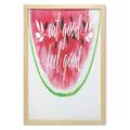 Saying Wall Art with Frame Watercolor Style Watermelon Slice with Eat Feel Text Printed Fabric Poster for Bathroom Living Room Dorms 23 x 35 Pink Black by Ambesonne