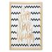 Live Laugh Love Wall Art with Frame Calligraphic Art Zigzags Chevron Stripes Printed Fabric Poster for Bathroom Living Room Dorms 23 x 35 Black White and Peach by Ambesonne