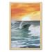 Seascape Wall Art with Frame Sunset over Wavy Ocean Tranquil Moment Scenery Tropical Sea and Tangerine Sky Printed Fabric Poster for Bathroom Living Room Dorms 23 x 35 Multicolor by Ambesonne