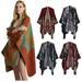 Women Fashion Winter Warm Plaid Ponchos Capes for Thickened Shawls Wraps Simulation Cashmere Padded Nap Blanket