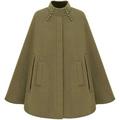 PIKADINGNIS Women s Mock Neck Button Down Poncho Cape Woolen Pea Coat Cloak