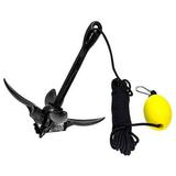 Black Folding Grapnel Anchor Kit 1.5 lbs for PWC/Kayaks/Jet Skis/Dinghys/Canoe