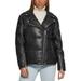 Levi s BLACK Women s Faux Leather Moto Puffer Jacket XL