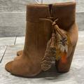Jessica Simpson Shoes | Jessica Simpson Brown Leather Ankle Boots Open Toe Size 8.5m | Color: Brown | Size: 8.5