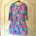 Lilly Pulitzer Dresses | Lilly Pulitzer Nwt Geanna Fit & Flare Dress Xs Porto Blue You’ve Been Spotted | Color: Blue/Pink | Size: Xs