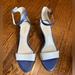 Nine West Shoes | New! Nine West “Leisa” Navy Blue And White Ankle Strap Sandals Sz 8.5 | Color: Blue/White | Size: 8.5
