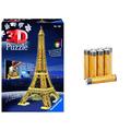 Ravensburger 3D Puzzle Eiffelturm in Paris bei Nacht 12579 - leuchtet im Dunkeln - 216 Teile - ab 10 Jahren & Amazon Basics AAA-Alkalibatterien, leistungsstark, 1,5 V, 8 Stück(Aussehen kann variieren)