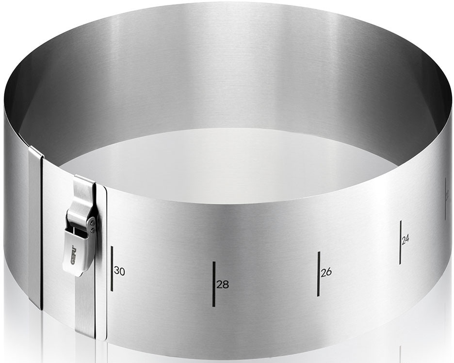 Backrahmen GEFU "Tortenring TONDO CLIP, H 10 cm", silber, B:30cm H:10cm Ø:16cm, Edelstahl, Speiseringe, Patentierter Sicherungsclip fixiert den Ring auf der gewünschten Größe Image