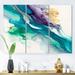 Ivy Bronx Tropical Turquoise Joyfulness III - Abstract Liquid Ink Canvas Wall Art Set Canvas in White | 28 H x 36 W x 1 D in | Wayfair