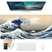 Kanagawa Wave Large Gaming Mouse Pad (35.4Ã—15.7 in 3mm Thick) Non-Slip Rubber Base and Reinforced Lock Edges