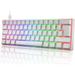 MAGIC-REFINER UK Layout 60% True Mechanical Gaming Keyboard Type C Wired 62 Keys RGB LED Backlit USB Waterproof Keyboard Full Anti-ghosting Keys for Computer/PC/Laptop/MAC (White/Blue Switch)