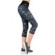 Formbelt Sport Leggings Damen 3/4 mit Hüfttasche für Handy | Laufhose Capri Dreiviertel 3 4 | Fitness Sport Tights Yoga Hose Sporthose Jogging Bunt Farbig Camouflage S