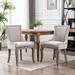 Ultra Side Dining Chair,Thickened fabric chairs with neutrally toned solid wood legs,Bronze nail head,Set of 2,Beige