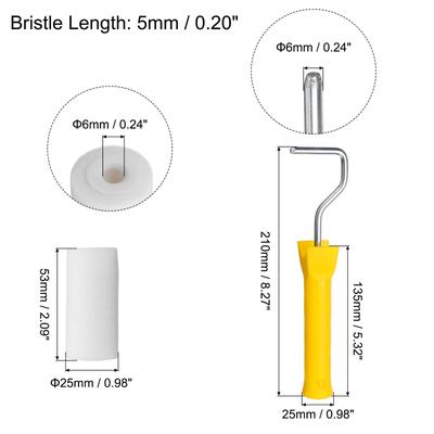 8Pcs Paint Roller Kit, 2" 5mm Thick Oily-Based Foam Rollers, Tray, 20cm Frame - Yellow, White