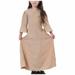Fesfesfes Muslim Long Dress Solid Color Maxi Dress Big Girls Long Sleeve Dress Crewneck Comfy Loose Dress Clearance Under 10$