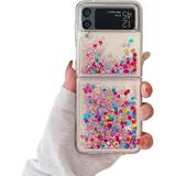 Samsung Galaxy Z Flip 3 Glitter Case for Girls Women Liquid Bling Sparkle Luxury Flowing Floating Quicksand Soft TPU Clear Case for Samsung Galaxy Z Flip 3 5G 2021 (Color Pink)