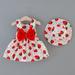 SDJMa Toddler Baby Kids Girls Strawberry Print Princess Dress Hat Outfits Clothes