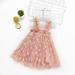 FAKKDUK Toddler Kids Girls Sleeveless Layered Tulle Tutu Dress Party Princess Strap Dresses Sundress Kid Clothes Summer Dress for Little Girls A-line Lace Floral Girl Dress 5 Years&Pink