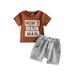 Musuos Baby Boys Letter Print T Shirt Tops Drawstring Elastic Waist Shorts Tracksuit