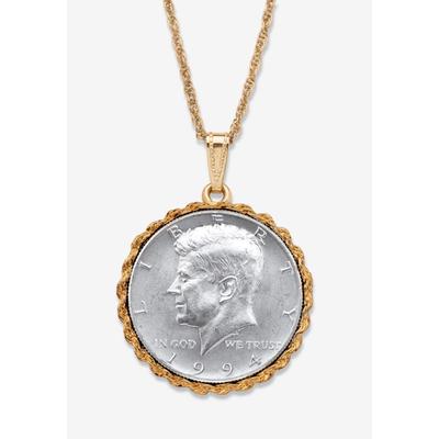Men's Big & Tall Genuine Half Dollar Pendant Necklace In Yellow Goldtone by PalmBeach Jewelry in 1994