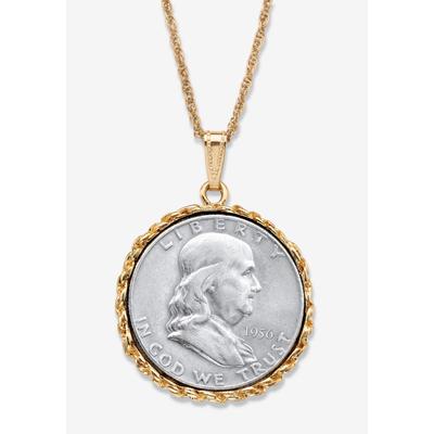Men's Big & Tall Genuine Half Dollar Pendant Necklace In Yellow Goldtone by PalmBeach Jewelry in 1956