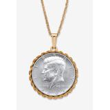 Men's Big & Tall Genuine Half Dollar Pendant Necklace In Yellow Goldtone by PalmBeach Jewelry in 2001