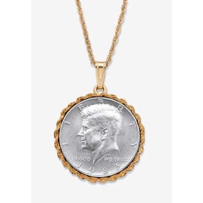 Men's Big & Tall Genuine Half Dollar Pendant Necklace In Yellow Goldtone by PalmBeach Jewelry in 1983