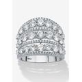 Women's 5.23 Cttw. .925 Sterling Silver Round Cubic Zirconia Openwork Dome Cocktail Ring by PalmBeach Jewelry in Silver (Size 8)