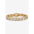 Women's Diamond-Cut Diamond Accent 18K Gold-Plated Two-Tone S-Link Bracelet 7.5" by PalmBeach Jewelry in Gold