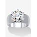 Women's 4 Cttw. Silvertone Round Cubic Zirconia Solitaire Engagement Ring by PalmBeach Jewelry in Silver (Size 6)