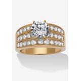 Women's 3.18 Tcw Round Cz Gold Ion-Plated Stainless Steel Three Row Pave Engagement Ring by PalmBeach Jewelry in Gold (Size 7)