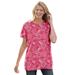 Plus Size Women's Perfect Printed Short-Sleeve Crewneck Tee by Woman Within in Rose Pink Bandana Paisley (Size 1X) Shirt