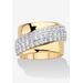 Women's 1.49 Tcw Round Cubic Zirconia Gold-Plated Diagonal Wide Ring by PalmBeach Jewelry in Gold (Size 10)