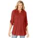 Plus Size Women's Pintucked Button Down Gauze Shirt by Woman Within in Red Ochre (Size 1X)