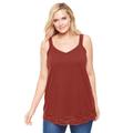 Plus Size Women's Lace-Trim V-Neck Tank by Woman Within in Red Ochre (Size 22/24) Top