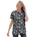 Plus Size Women's Perfect Printed Short-Sleeve Crewneck Tee by Woman Within in Black Bandana Paisley (Size L) Shirt