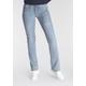 Bootcut-Jeans ARIZONA "mit Keileinsätzen" Gr. 38, N-Gr, blau (bleached) Damen Jeans Bootcut Low Waist