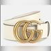 Gucci Accessories | Gucci Belt ( Double Gg Gucci Buckle Gold ) Calf Leather Belt . | Color: White | Size: 80
