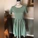 Lularoe Dresses | Lularoe Amelia Midi Dress Green And White Stripe Size Large | Color: Green/White | Size: L