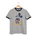 Disney Tops | Disney Mickey Mouse Graphic Tee Womens Ringer Tshirt Light Gray Navy Size Small | Color: Blue/Gray | Size: S