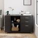 Wade Logan® Ardeha 39" W 3-Tiers Storage File Cabinet w/ 3 Drawers &3 Side Storage Shelve &Built-In Outlet in Black | Wayfair