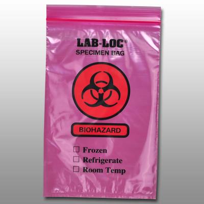 LK Packaging LAB20609RE Lab-Loc Reclosable 3-Wall Specimen Bags - 6" x 9", Polyethylene, Red Tint